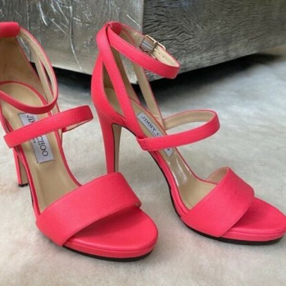 Jimmy Choo Shoes - Jimmy Choo Neon Pink Strappy Pump 37